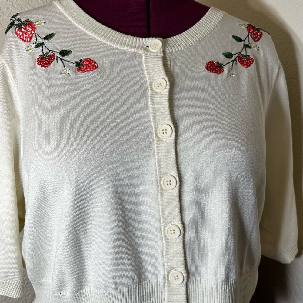 4x 26/28 fits 3x 4x ⭐️NEW Torrid Retro Chic Embroidered Cropped Cardigan - Picture 13 of 13